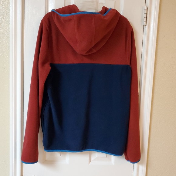 ๐ Arizona Jean Co. Fleece Pullover with Hood, Burgundy / Navy, Size L - Picture 3 of 12
